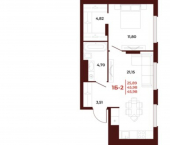 1-комн, 46 кв м, этаж 8/18 Тернопольская улица, 20