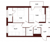 3-комн, 71 кв м, этаж 13/18 Тернопольская улица, 20