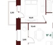 1-комн, 37 кв м, этаж 17/17 пр-кт Строителей, 21А 1