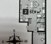 2-комн, 58 кв м, этаж 1/12 ул Крупской, 8