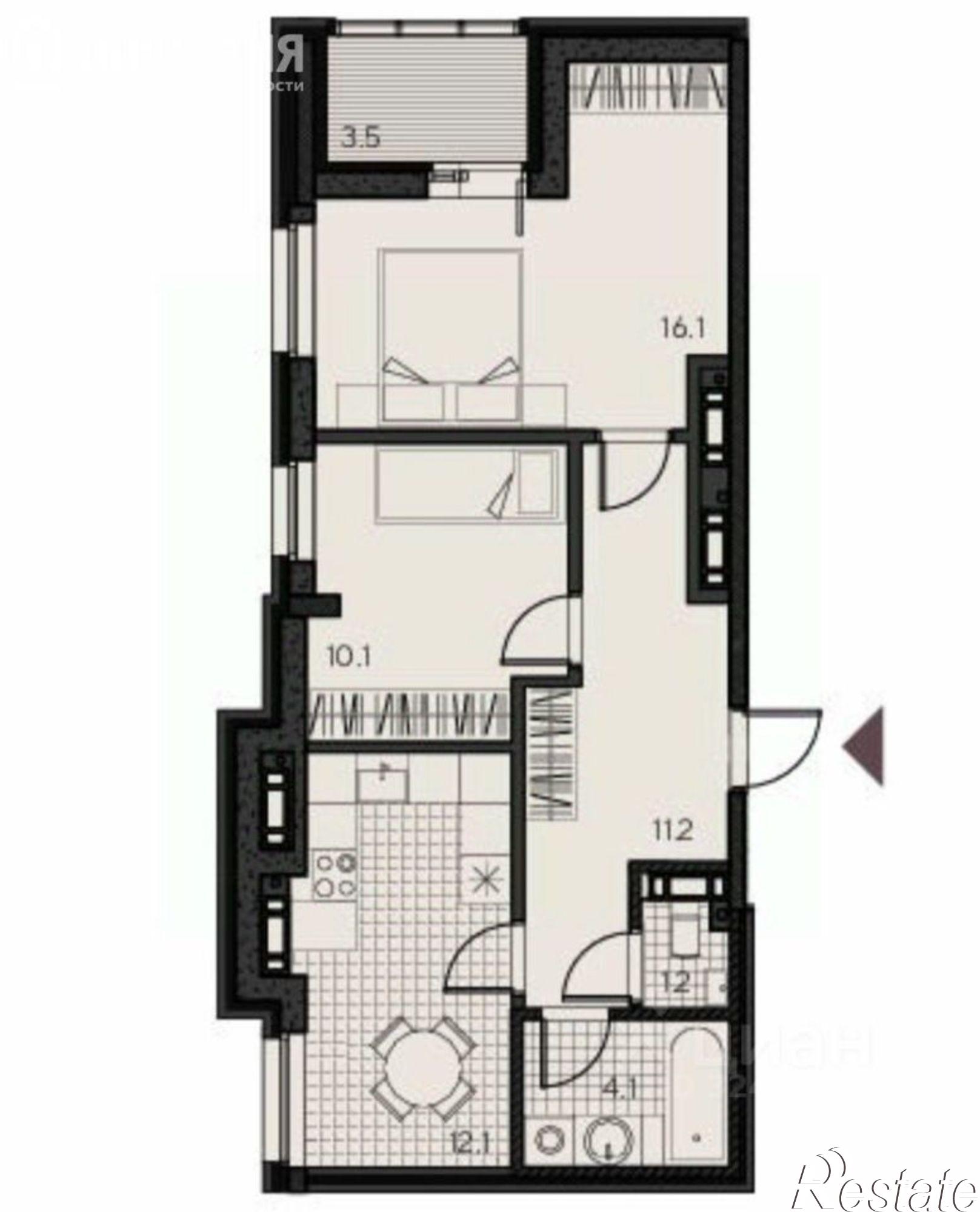 Купить квартиру за 7 400 000 рублей на Центр, улица Урицкого,дом 48