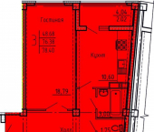 3-комн, 78 кв м, этаж 17/18 улица Генерала Глазунова, 6