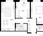 3-комн, 63 кв м, этаж 7/17 Минская улица, 25