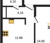 1-комн, 38 кв м, этаж 16/17 Тамбовская улица, 1Ж