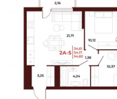 2-комн, 55 кв м, этаж 18/18 Тернопольская улица, 20